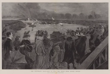 University Boat-Race 1901, scenen från Barnes Bridge